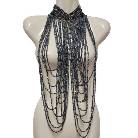 Multilayer Multicolor Sparkly Necklace Statement Necklace Costume Belly Dance - Picture 1 of 13